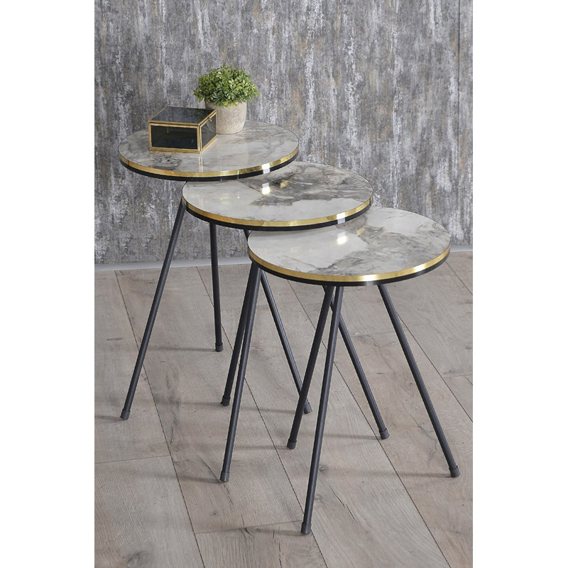 Corliss 14cm Console Table, White Marble