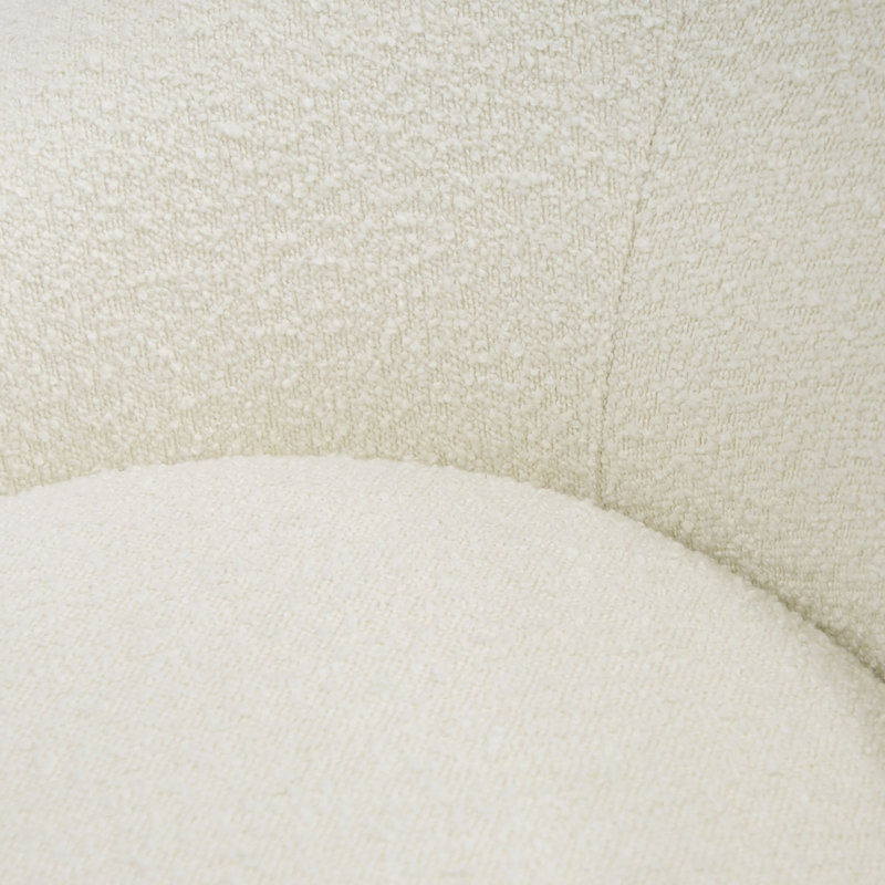Upholstered Swivel Barrel Chair, White Boucle
