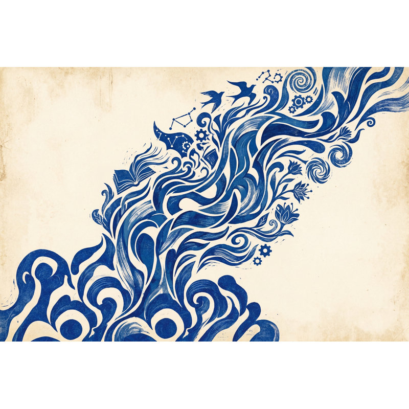 Papier peint vagues tourbillonnantes, engrenages, Textured Non-Pasted, 120 po x 96 po