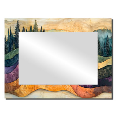 Native Indian Village In A Forest Landscape I - Art mural miroir de paysages - imprimé sur métal