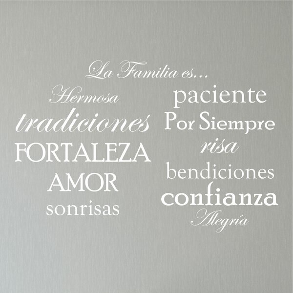 HOGAR FAMILIA BENDICION Vinyl Wall Decal, Spanish Quote