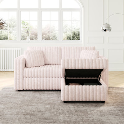 Rose 75,6 "modulaire 2 avec élévateur hydraulique. Améliore confortablement votre maison. Matériaux de qualité - Structure en métal, microfibre. Coussins amovibles et lavables. Décoration tendance. 3 espaces de rangement
