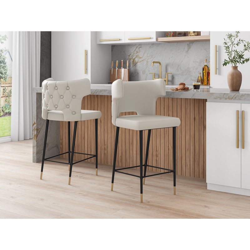 Tabouret de bar Holguin Mid-Century, Gris, Tabouret de bar (siège d'une hauteur de 28 po), 1