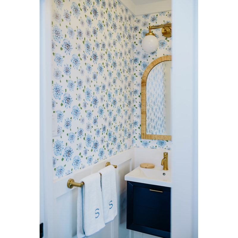 Fifty States Hydrangea 10' L x 24" W Wallpaper Roll, Blush, Peel & Stick