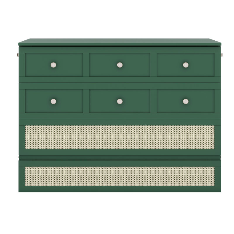 Lit rabattable avec beaucoup de rangement pour les tiroirs, Vert