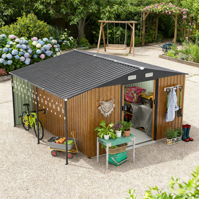 10Ft.X12ft. Outdoor Storage Shed, Garden Shed With Side Open Area & Windows