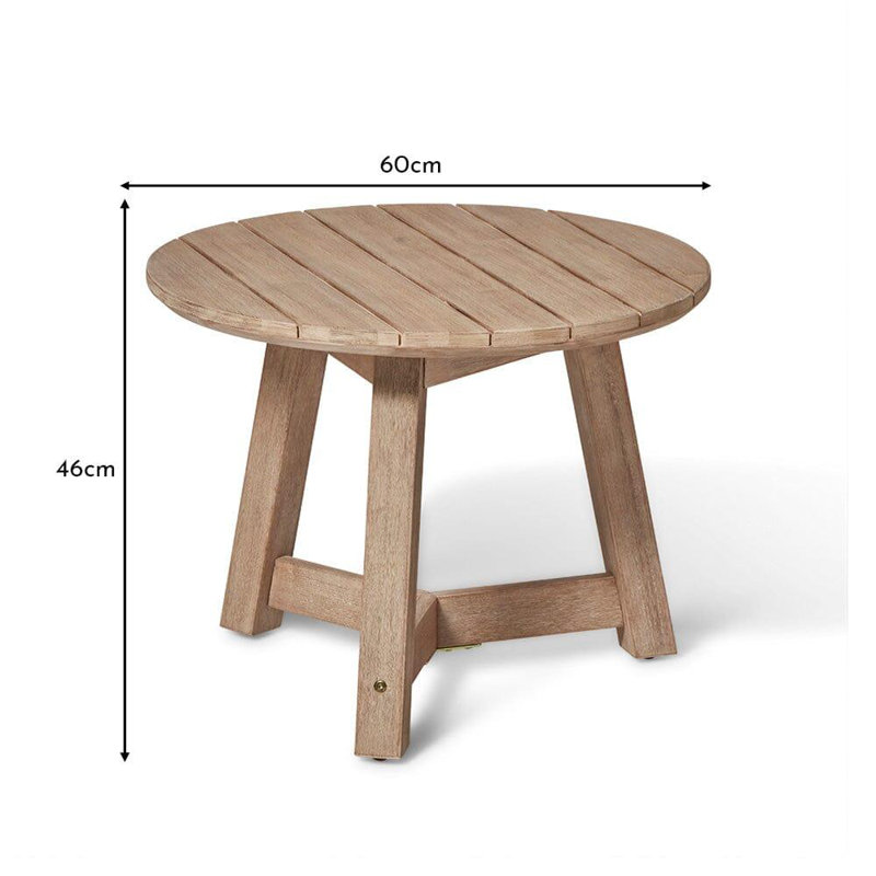 Keosauqua Round Acacia Outdoor Side Table , 60cm cm W 60cm cm D