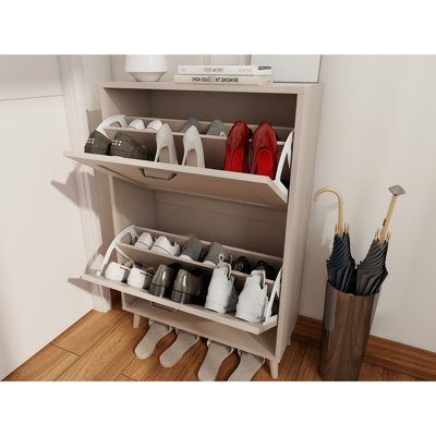 Étagère à chaussures spacieuse pour 2 entrées - stable pour 12 paires, accès rapide, bois d'ingénierie gris antique, rangement de 23,36 po de profondeur, conception facile d'accès,