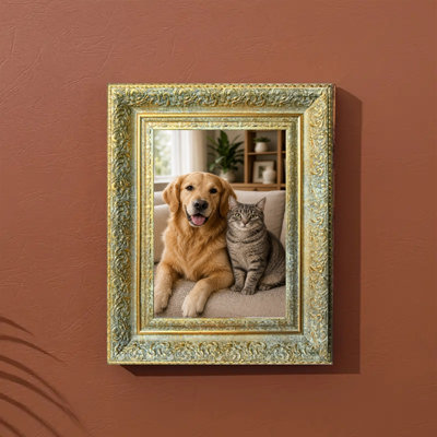 11" x 14" Antique Gold-1PC Vintage Style Photo Frame with Decorative Profile