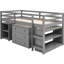 Lit mezzanine simple gris avec armoire et bureau portable, robuste et polyvalent-1790438255