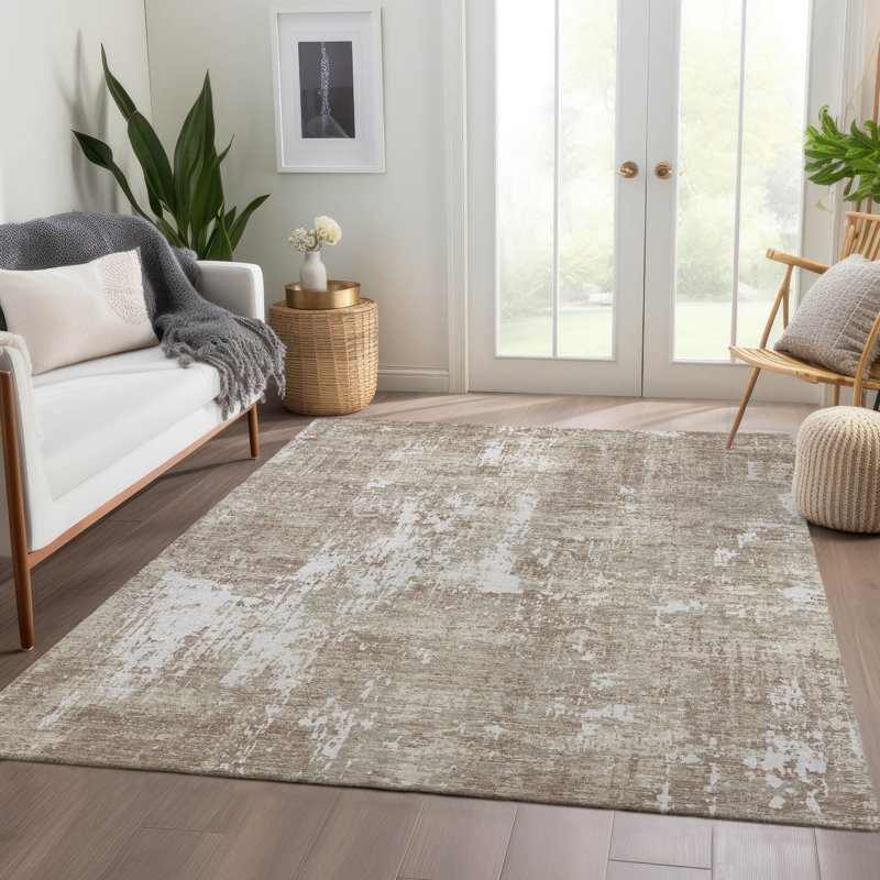 Tapis abstrait lavable à la machine de qualité supérieure Mayfield AMF1008, Rectangle 10 pi x 14 pi