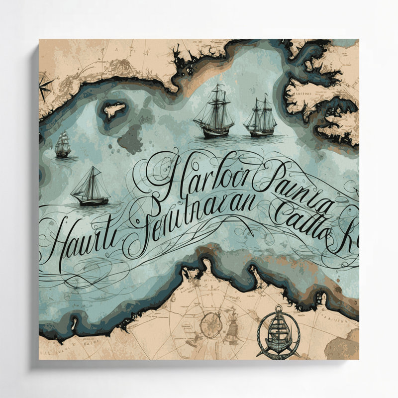 Art nautique sur toile, "Nautical Harbor noms", H 16 po x l 16 po