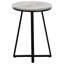 Table ronde élégante pour espaces de vie - Matériaux stratifiés gris et métal noir, style moderne, idéale pour une salle familiale.
