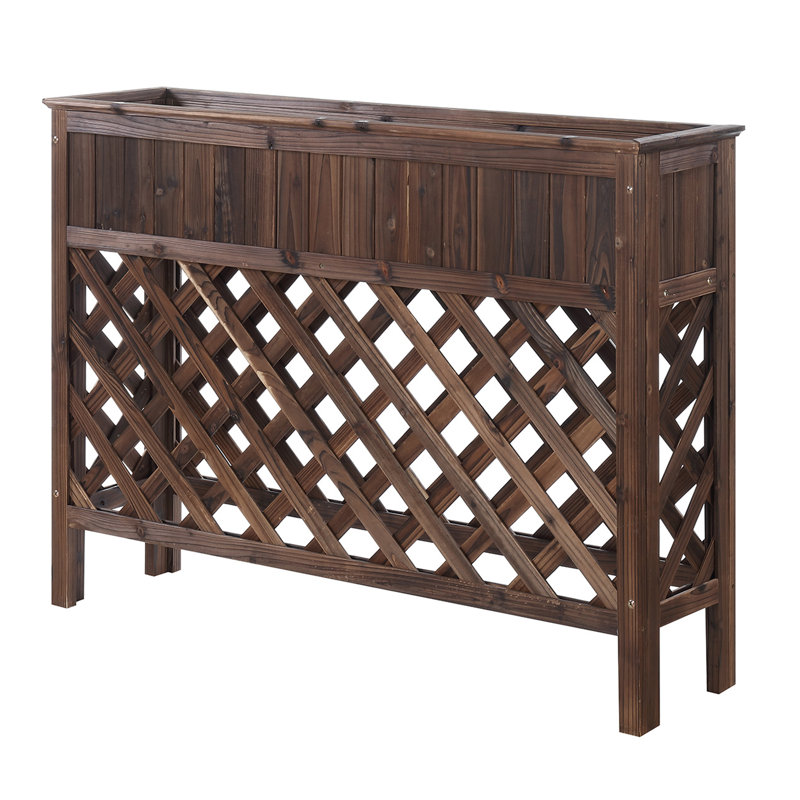 Jackson Wood Elevated Planter, 36" H x 36" W x 13" D, Weathered Cedar