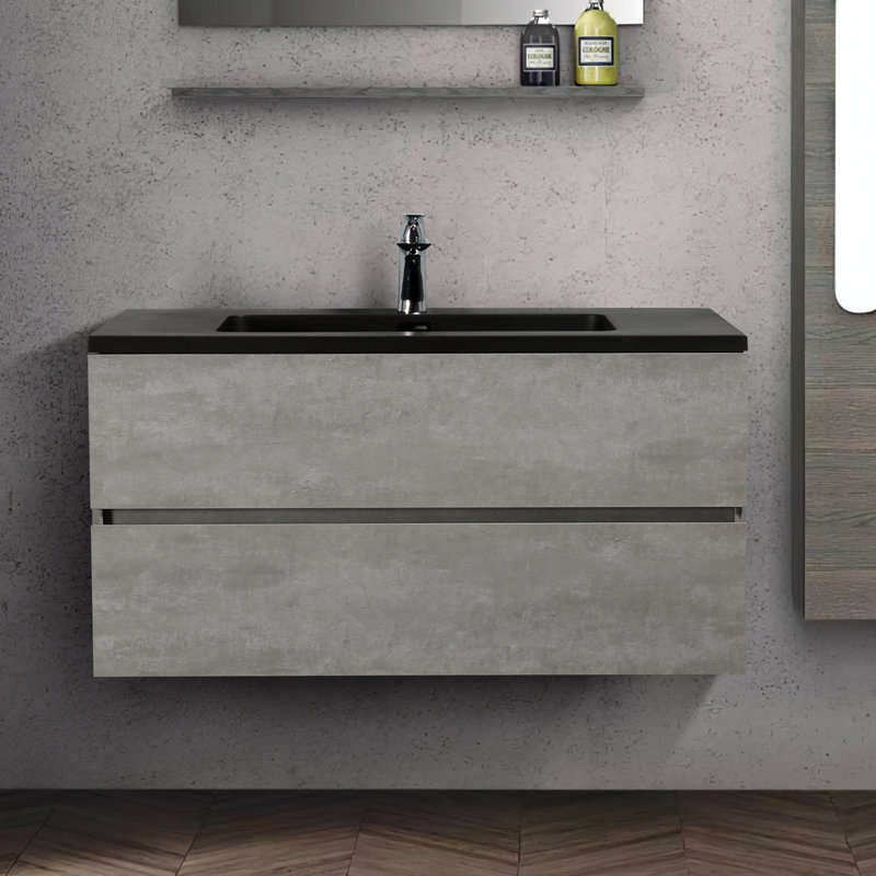 35.37'' Single Bathroom Vanity with Resin Top