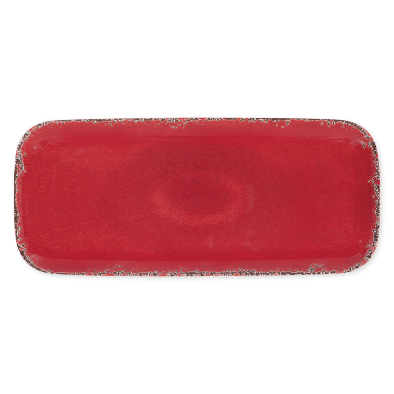 2-Piece Crackle 15" Tray, Red