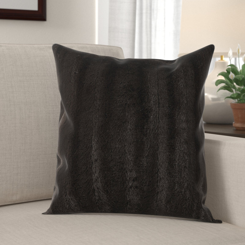 Gray Faux Fur and Microplush 20" x 20" Throw Pillows Set