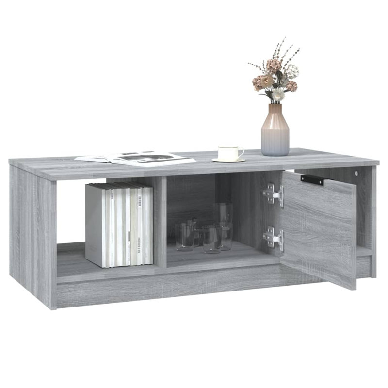 Jeffcott Solid Coffee Table with Storage, Grey Sonoma