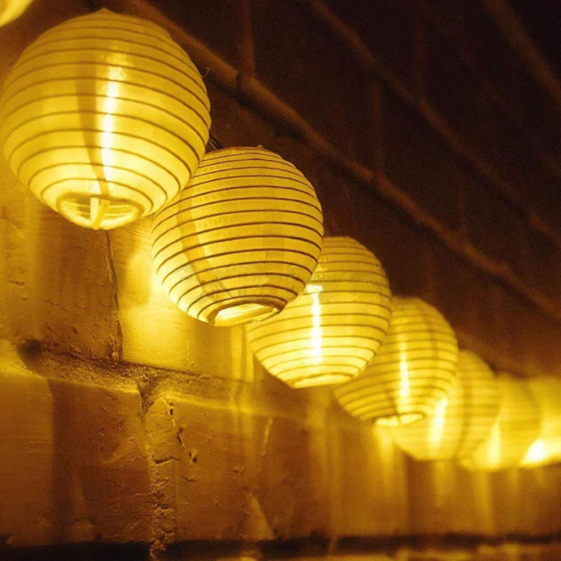 Outdoor 40 - Bulb 393.7'' Solar Powered LED Shaded String Light, Warm White