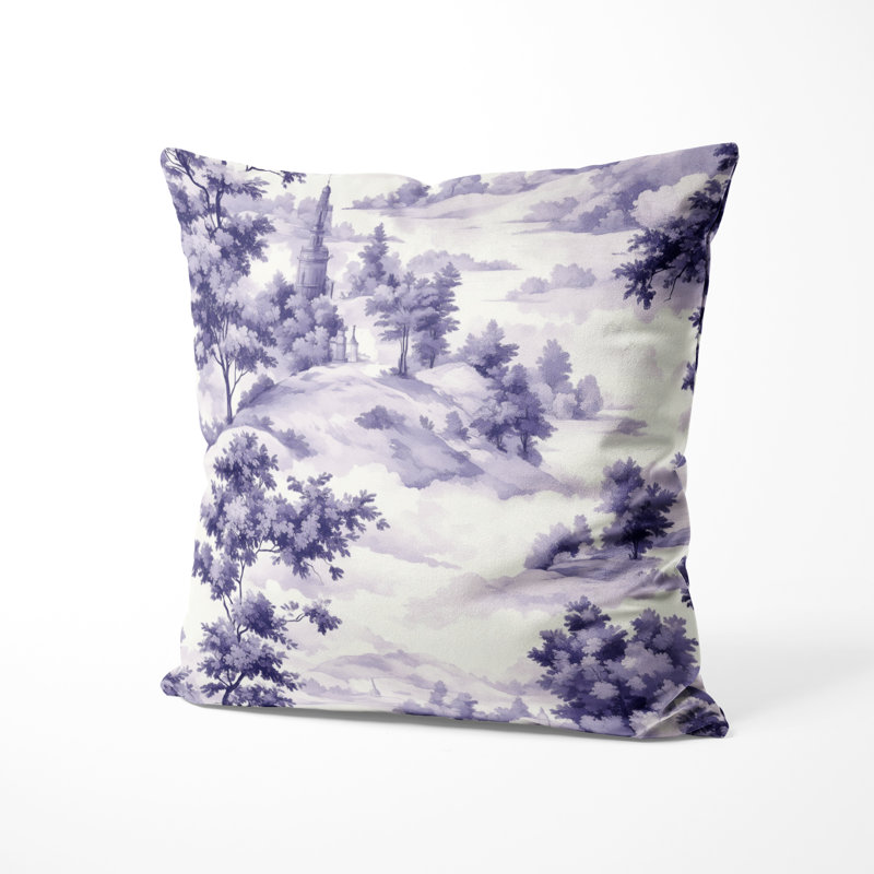 Coussin French Country - Coussin imprimé violet pastel, H 20 po x l 20 po