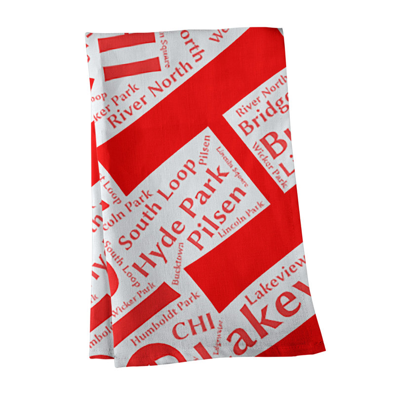 Cotton Tea Towel Kitchen Towel, Red, Chicago