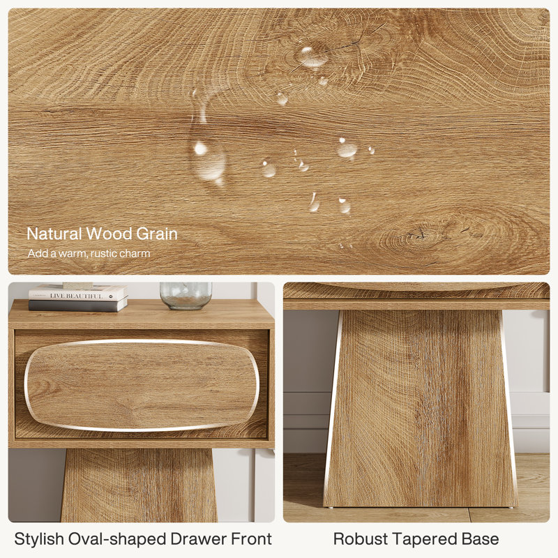 Table de chevet de chevet avec tiroir, Individuel, Brun