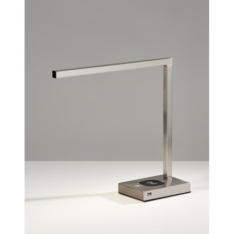 Metal USB Desk Lamp, Brushed Steel