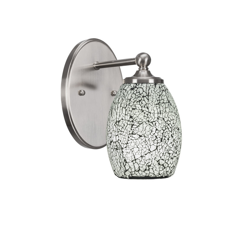Applique murale Capri avec verre fusion noir de 5 po, Nickel brossé