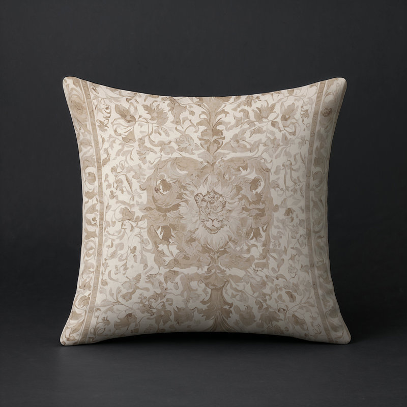 Coussin décoratif intérieur et extérieur Modern, Beige oriental 2, Carré 18 po