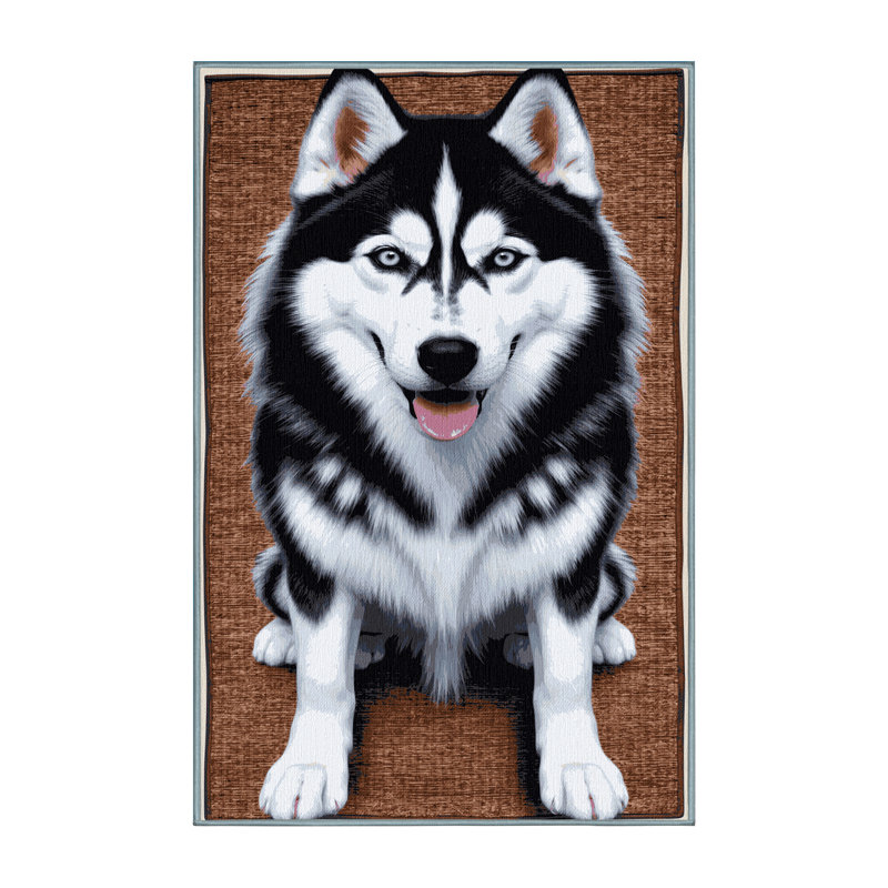  Tapis lavable Husky de Sibérie, Carré 5 pi