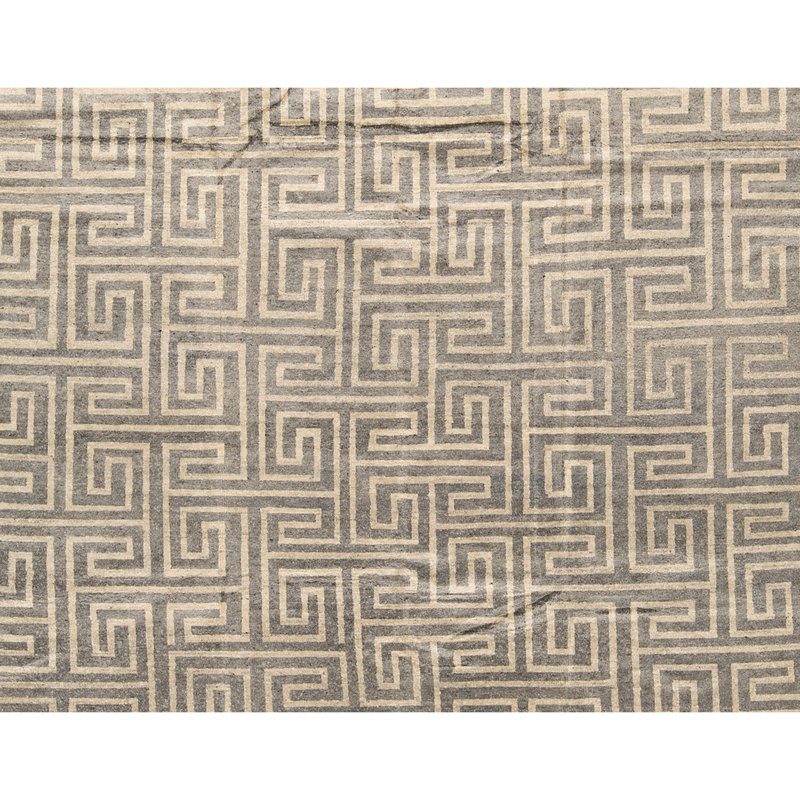 Tapis gris et argent noué à la main de haute qualité