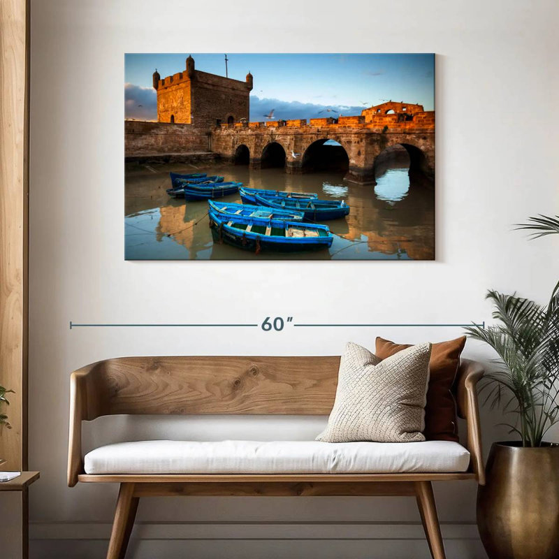 Mehar Ess Essiraira bateaux bleu, H 30 po x l 45 po