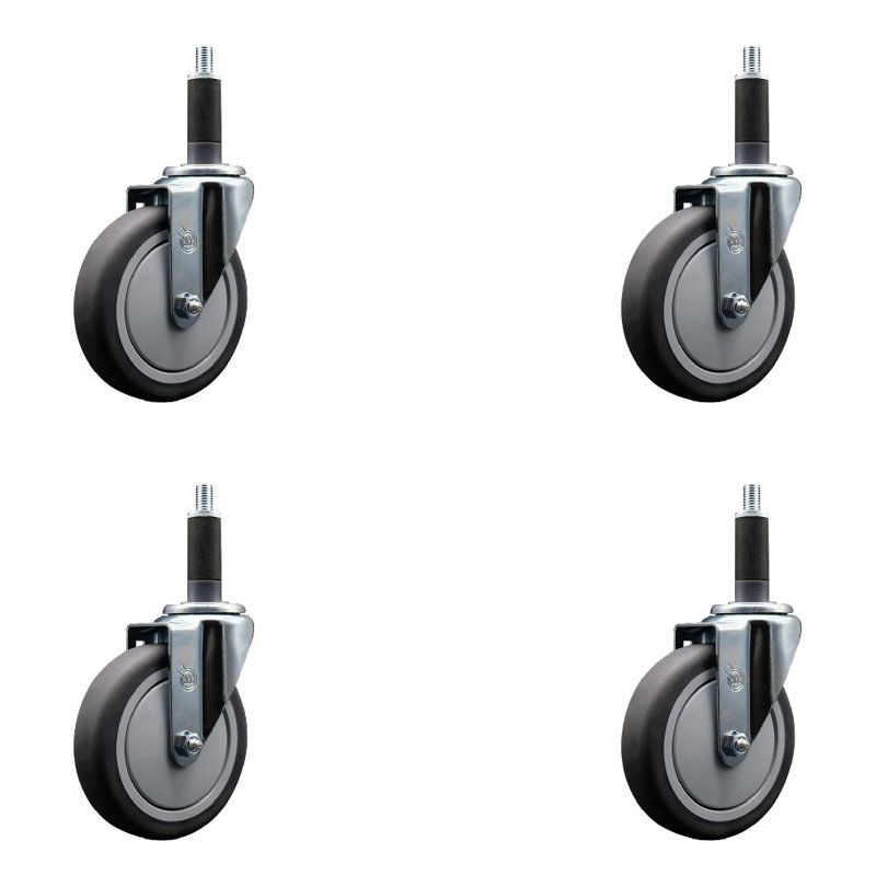 Thermoplastic Rubber Wheel Swivel 1 Inch Expanding Stem Caster Set SCC