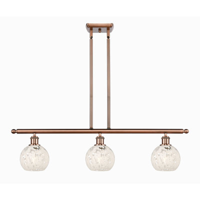 Bendrick 3 - Light Steel Dimmable Kitchen Island Globe Chandelier