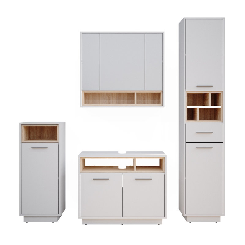 Jaslynne Bathroom Storage Furniture Set, White