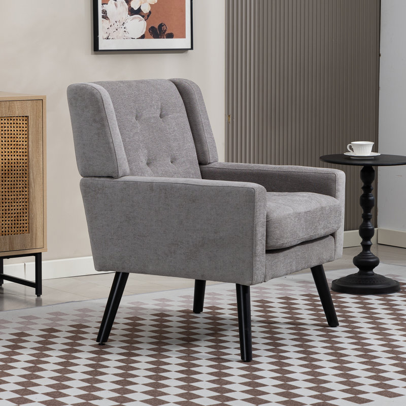 Fauteuil capitonné à dossier large rembourré, Dove Grey Linen