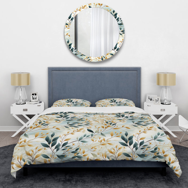 Ensemble de housse de couette Floral - Subtle Whispers IV, Housse de couette pour très grand lit et 2 très