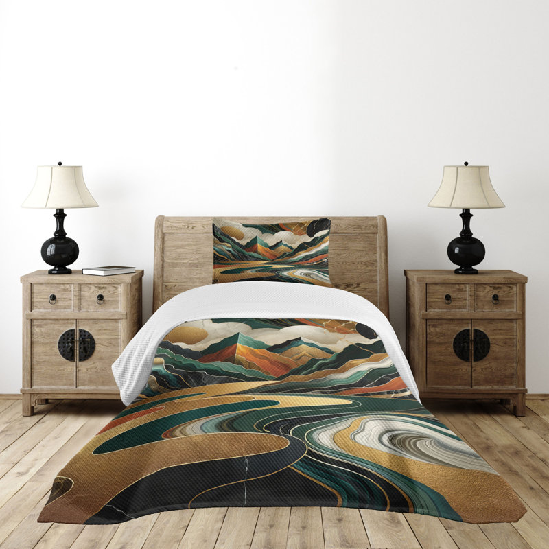 Polyester Abstract Coverlet, Twin Coverlet / Bedspread + 1 Standard Sham