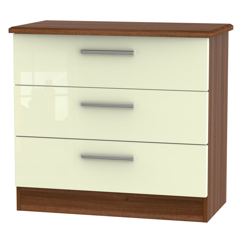 Fully Assembled Yvette 3 Drawer Chest, Night/Cream