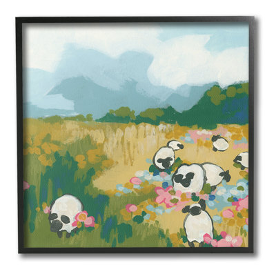 Abstrait, moutons et fleurs, estampe numérique par June Erica Vess