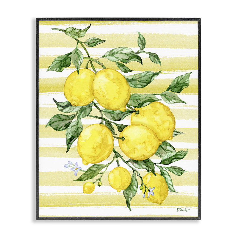 Vigne et rayures juteuses, estampe numérique, design par Paul Brent, H 14 po x l 11 po, Giclée encadrée noir minuit