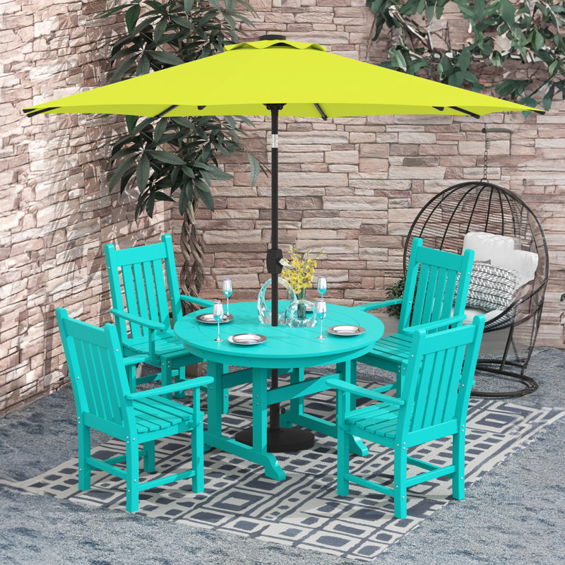 Laguna 4 - Person Patio Dining Set with Round Table, Turquoise