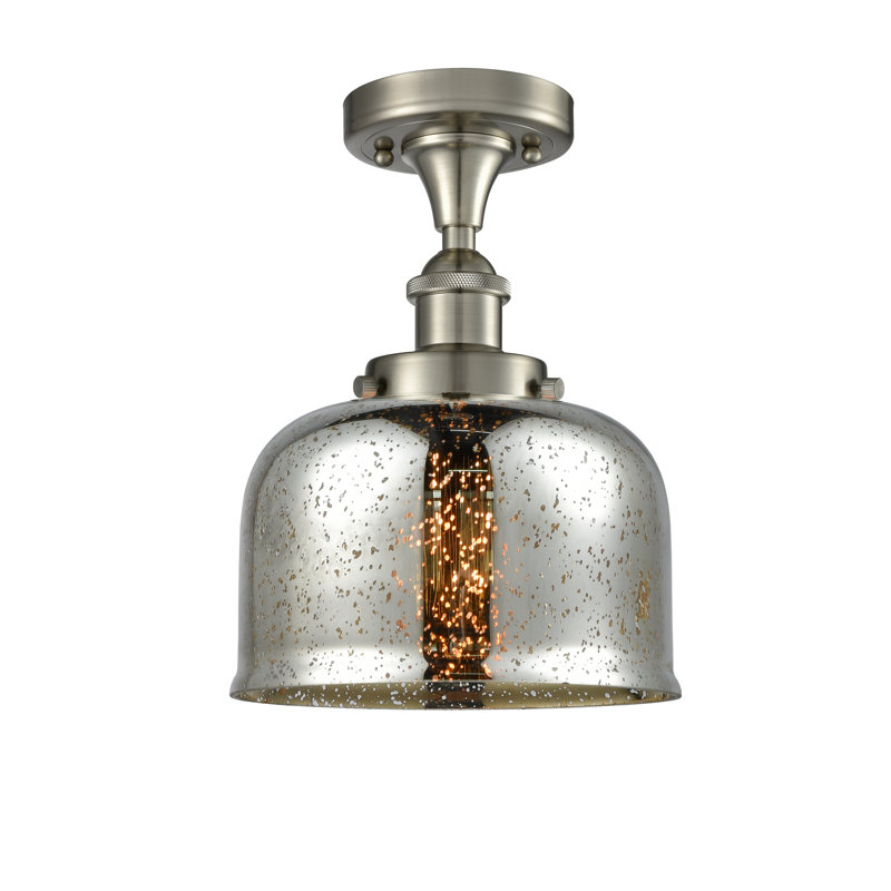 Plafonnier semi-encastré 1 lumière Alixs, Nickel satiné brossé, H 13 po x l 8 po x P 8 po, Ampoule non incluse