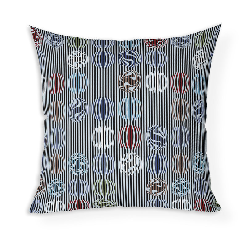 Coussin décoratif géométrique Gridscape, Bleu/rouge, H 26 po x l 26 po