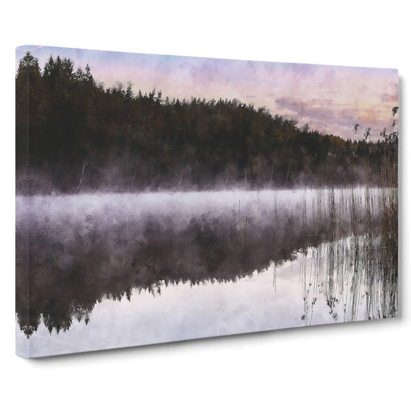 Forest And Lake In Sweden - Wrapped Canvas Painting, 40cm H x 60cm W x 3cm D