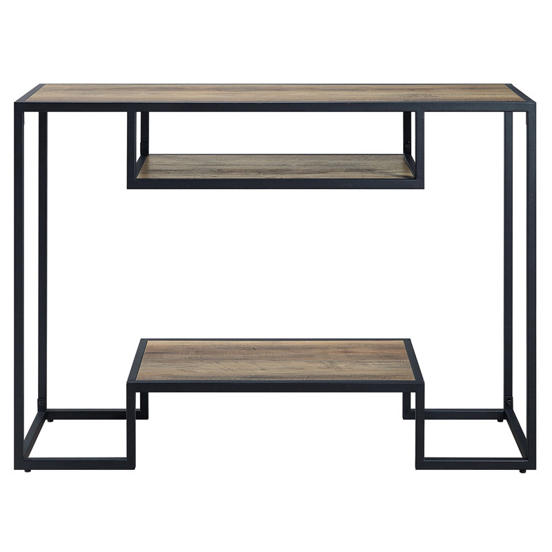 Table rustique en chêne et noir avec rangement supplémentaire - polyvalente pour la décoration intérieure de la console