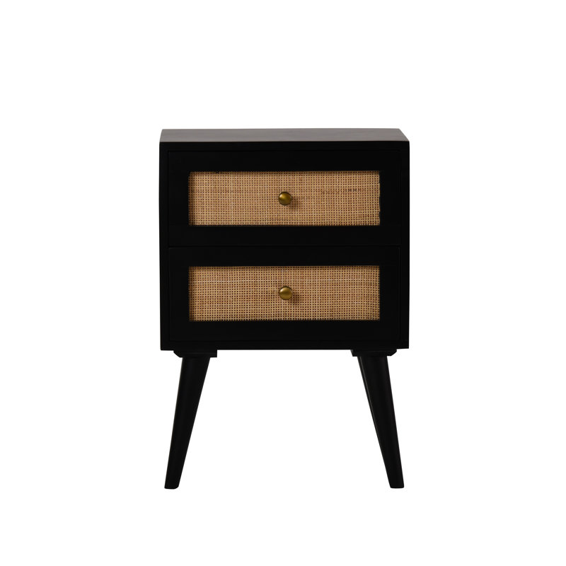 Glines 18'' W Solid Wood Nightstand, Black/Brown