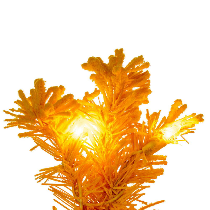 24" Flocked Yellow Artificial Pre-Lit Wreath with 50 Yellow LED Mini Lights