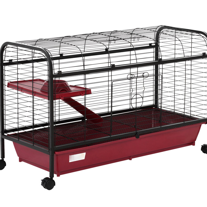 Cage de 41 po pour petits lapins et furets - avec mangeoire, roues, plateforme, roues et furets