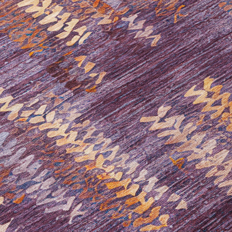 Machine Washable Indoor/Outdoor Chantille ACN2892 Striped Rug, 8' x 10', Eggplant